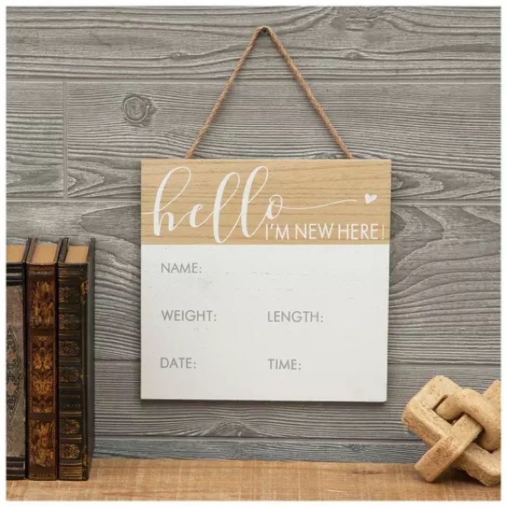 Hobby Lobby Hello I’m New Here Baby Birth Announcement Wood Wall Decor